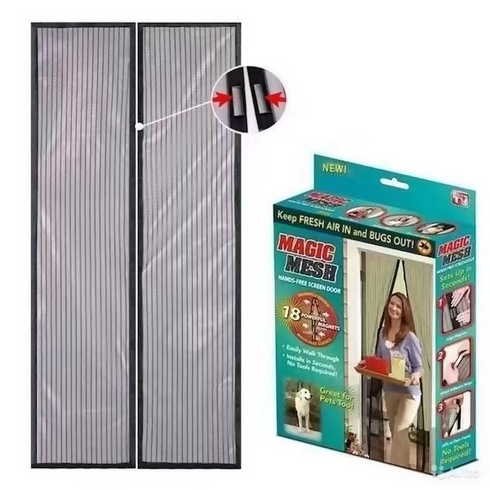 Magic mesh hands-free screen door