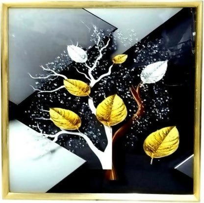 Gilded Serenity Tree Wall Art Picture Frame 50x50cm Digital Reprint Single 50 cm x 50 cm Painting (With Frame)