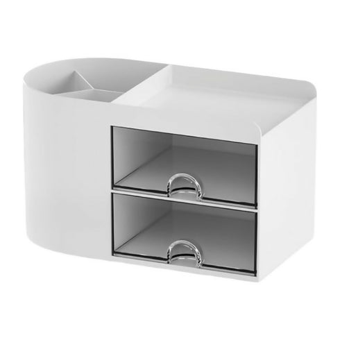 Multi-Compartment Compact Two-Drawer Desk Organizer