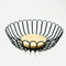 Fruit Bowl Basket Round Shape Metal Black Wire Storage Basket With Wooden Base for Fruit Vegetable