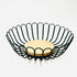 Fruit Bowl Basket Round Shape Metal Black Wire Storage Basket With Wooden Base for Fruit Vegetable
