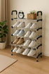 Standing Metal Coat Rack with 7 Storage Shelves
