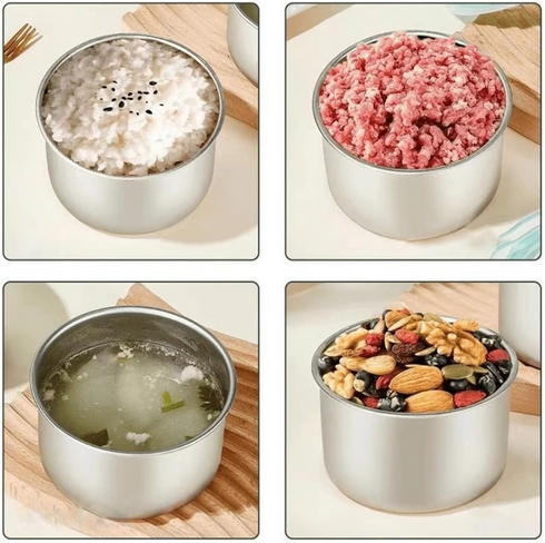 4Pieces Stainless Steel Snacks Box with Silicone Lid for Meal Preps Dishwasher and Freezers Safe