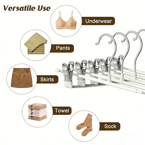 10 Pack Pants Hangers Metal Clip Hanger Adjustable Non Slip Strong Grip