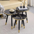 Contemporary Minimalist Indoor Wooden Coffee End Table Set Durable Stylish for Home Use Living Room- black- FU8100