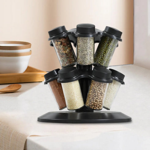 12-Bottle Spice Holder, 360° Turntable Rack for Seasoning Spice Rack