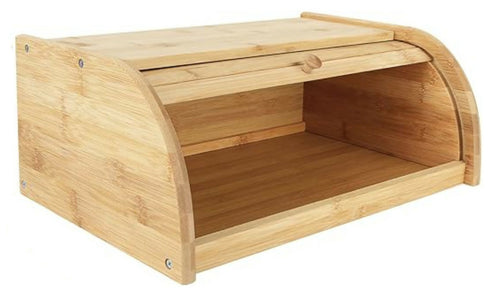 Natural Roll Top Bamboo Wood Bread Box