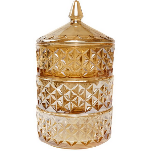 Candy jar with lid, amber glass