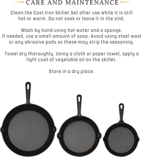 3 Piece Cast Iron Pan Set