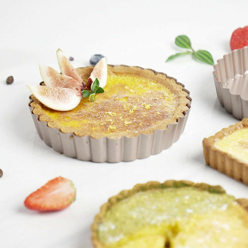 Round Baking Pans Cheesecake Pan Cake Pans Quiche Pans Non-Stick Flange Pan Removable Mini Cake Pan Set Fluted Round Cake Pan