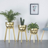 3 flower pots with metal stand-GOLD
