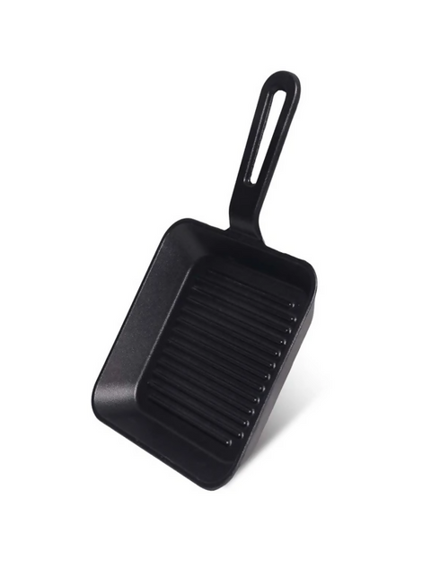 Square Cast Iron Sear and Serve Skillet and Wooden Serving Board - 1 Pack