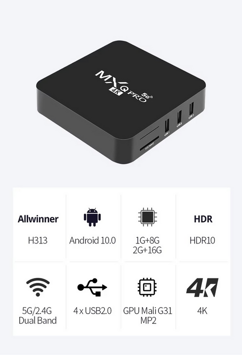 MXQ Pro 5G 4K Android 10.1 TV Box