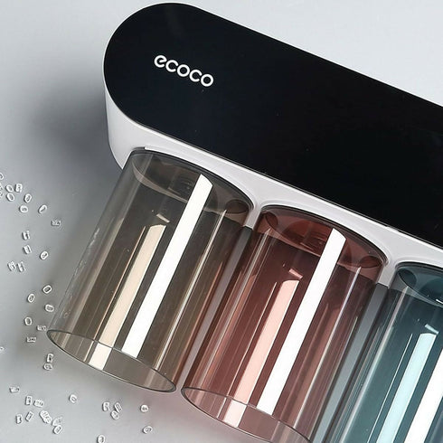 Ecoco 3 Cups Magnetic Toothbrush Holder Family Set Wall Mounted