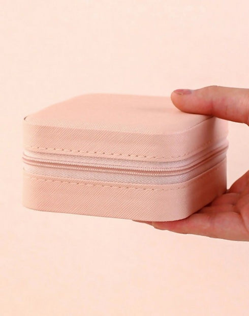 Mini Jewellery Box With Zipper Closure - Pink