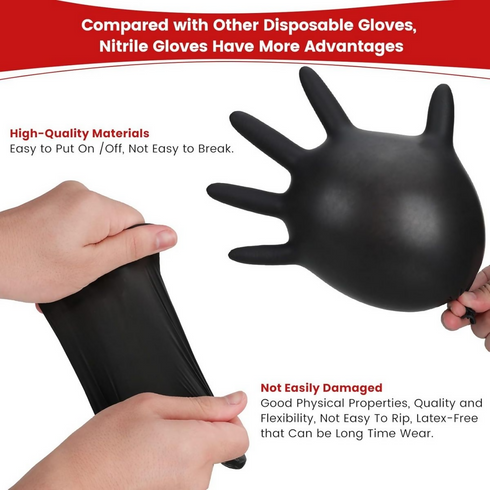 Disposable Synthetic Gloves for Home Cleaning Kitchen Cooking Medical Grade Gloves-BLACK