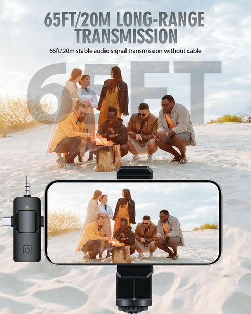 3 in 1 Wireless Lavalier Microphone, with Noise cancellation