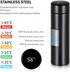 Temperature Display Smart Bottle- LED Bottle with Temperature - Black