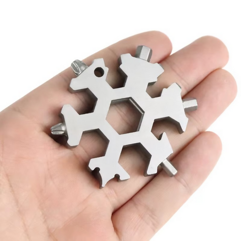 18-in-1 stainless steel snowflake multi-tool keychain