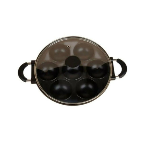 Multipurpose Nonstick Baking Mold Pan Seven Holes with Glass Cover