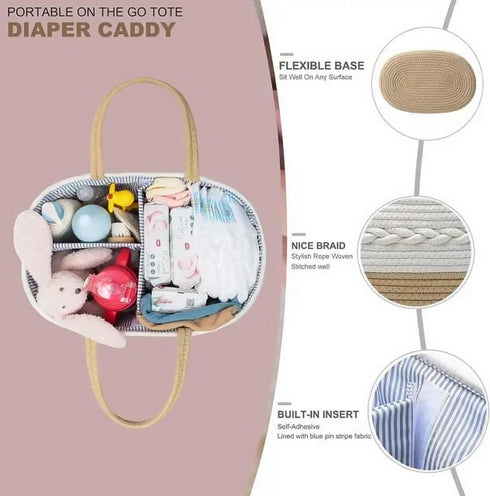 Cotton Rope Diaper Caddy Storage Basket