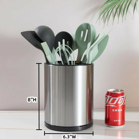 Stainless Steel Kitchen Utensil Holder 360 Rotating