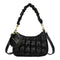 Women's Shoulder PU Leather Top Handle Bag with Mini Coin Bag - Black