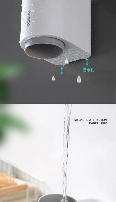 Ecoco Bathroom Set with 2 Magnetic Cups Wall Mount