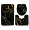 Gold pattern Marble 3 Piece Bathroom Mat set