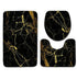 Gold pattern Marble 3 Piece Bathroom Mat set