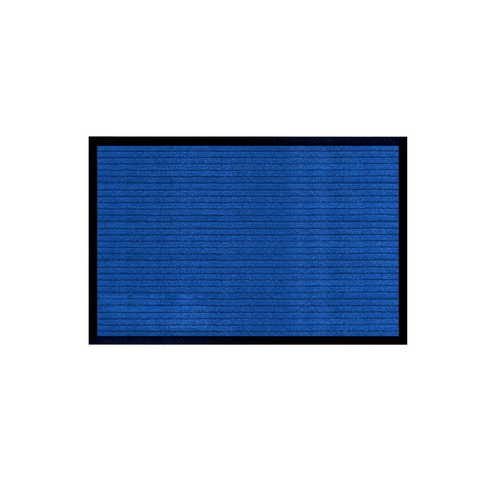 Ribbed Doormat - 100% Polyester & 100% PVC Backing - 50x80cm - Blue