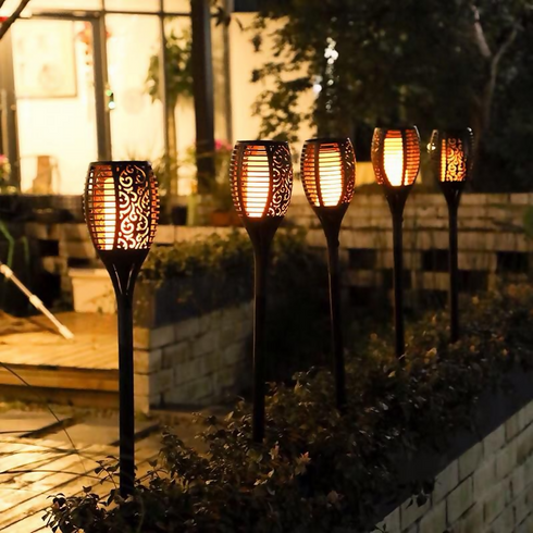 6 Pieces Waterproof Solar LED Garden Torch Decorative Light