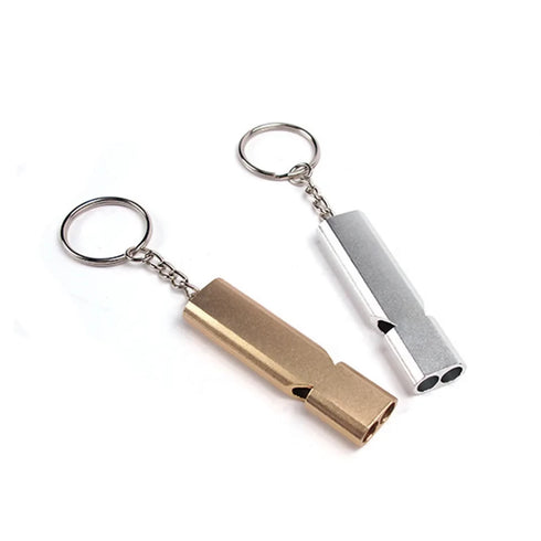 Double Pipe High Decibel Outdoor Camping Hiking Survival Whistle Pak Of 2