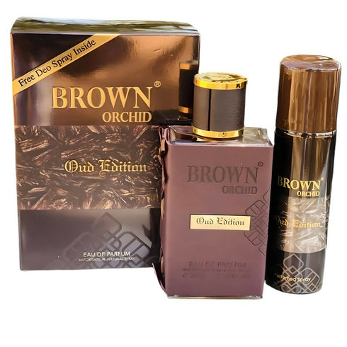 Brown Orchid Oud Edition by Fragrance World With Deodorant-80ml