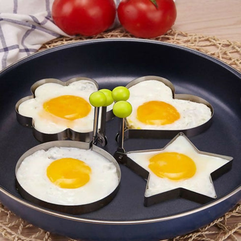 Egg Mould Rings Stainless Steel with Anti-scald Handle 5Pack