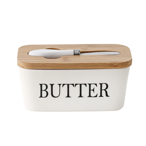 Ceramic butter case with knife