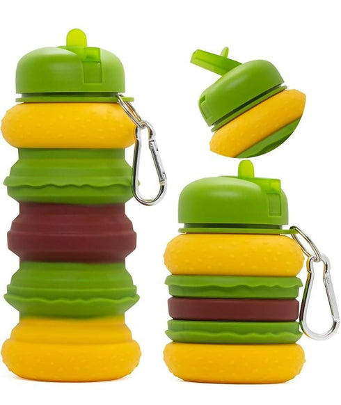 Burger Shape Silicone Expandable Water Bottle for Kids -600ml