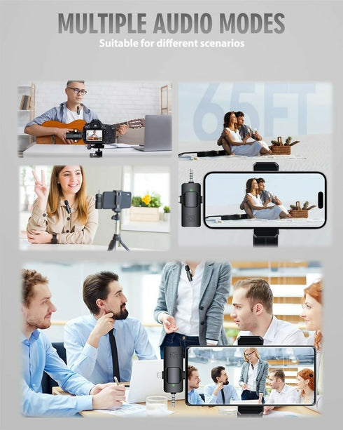 3 in 1 Wireless Lavalier Microphone, with Noise cancellation