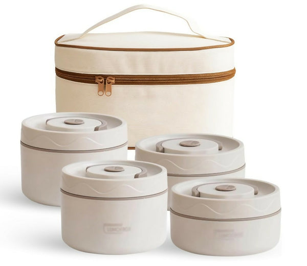 4 Piece Lunch Box Set Includes Bag with the Spoon and Fork