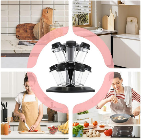 12-Bottle Spice Holder, 360° Turntable Rack for Seasoning Spice Rack