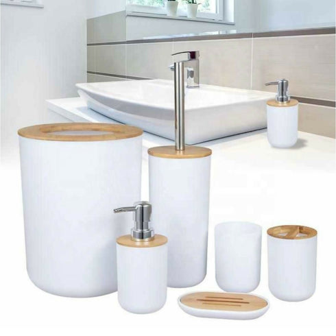 Bathroom Accessories Set Modern Decor Bamboo Lid Bathroom Kit