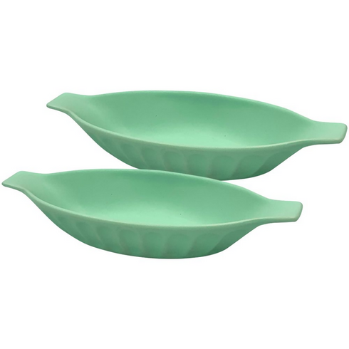 Oval Serving Bowls for Banana Split, Candy, Snack - Set of 2 -green