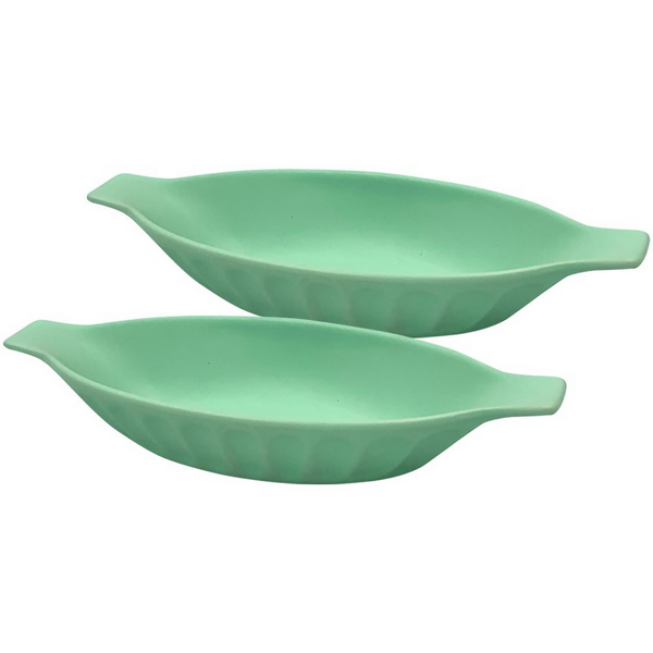 Oval Serving Bowls for Banana Split, Candy, Snack - Set of 2 -green