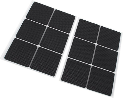 12pcs Black Non Slip Self Adhesive Floor Protectors Rubber Pads for Furniture 25 x 38mm -REF:82410