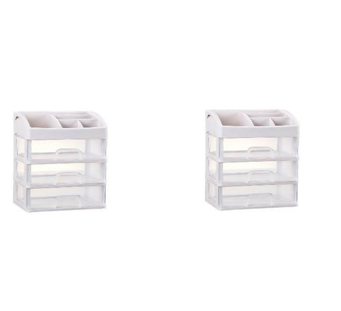 3-Layer Drawer Cosmetic Makeup Box - 2 Pack