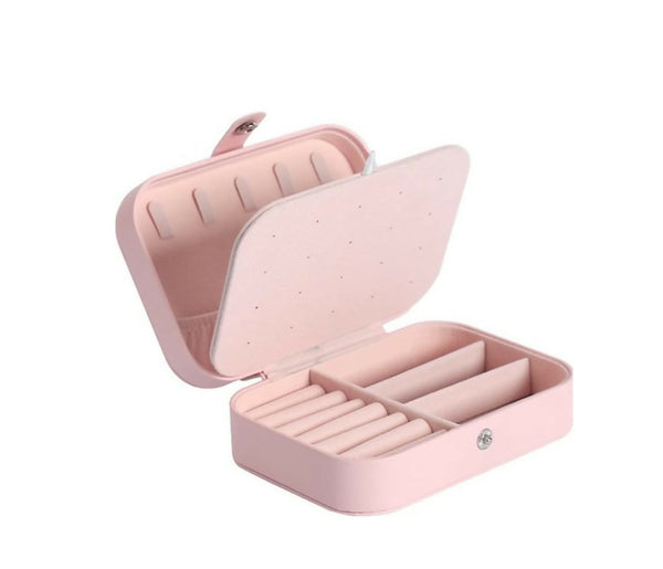 Flip Double Layer Jewelry Box Portable Jewelry Storage Box - pink