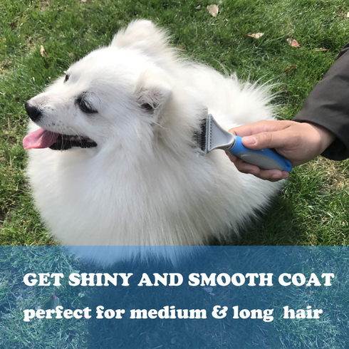 Pet Dematting Comb 2 Sided Undercoat Rake for Cats & Dogs