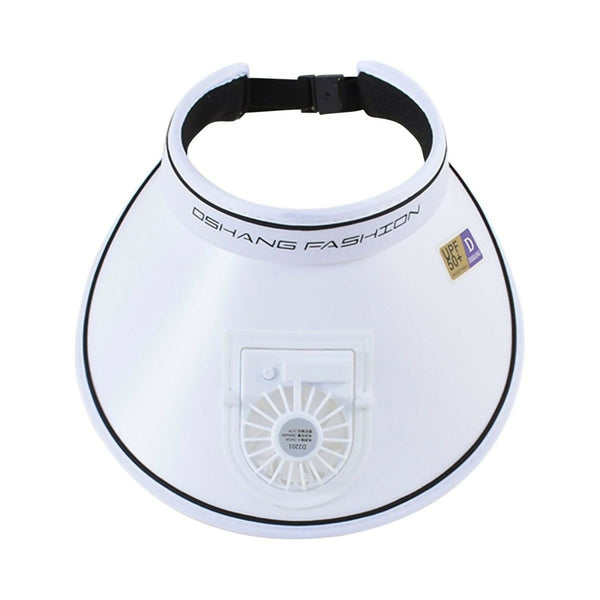Sun Visor Cap With Fan - White