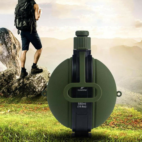 Camping Collapsible Water Bottle | Portable Compass Silicone Hydration Flask 580ml