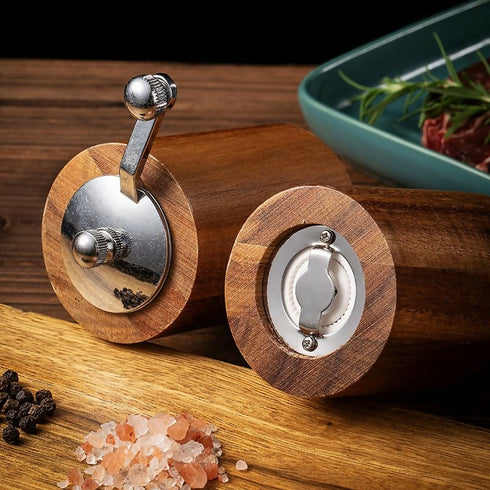 Hand Cranked Pepper Grinder, Portable Kitchen Solid Wood Grinder